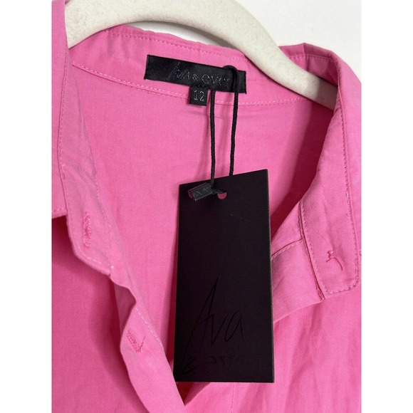 Ava And Ever Material Girl Barbiecore Button Down Oversized Shirt Size 12 New - Picture 3 of 6